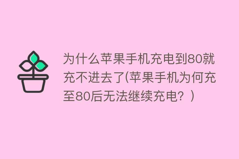 为什么苹果手机充电到80就充不进去了(苹果手机为何充至80后无法继续充电？)