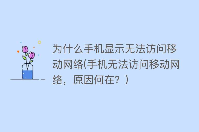 为什么手机显示无法访问移动网络(手机无法访问移动网络，原因何在？)